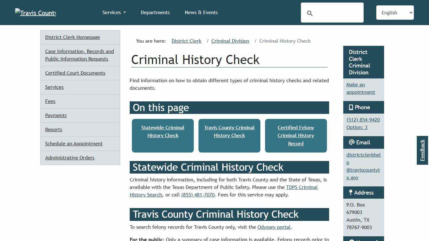 Criminal History Check